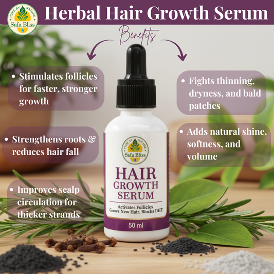 Safa Bliss Hair Growth Serum – Activates Follicles, Grows New Hair & Blocks DHT (50ml)